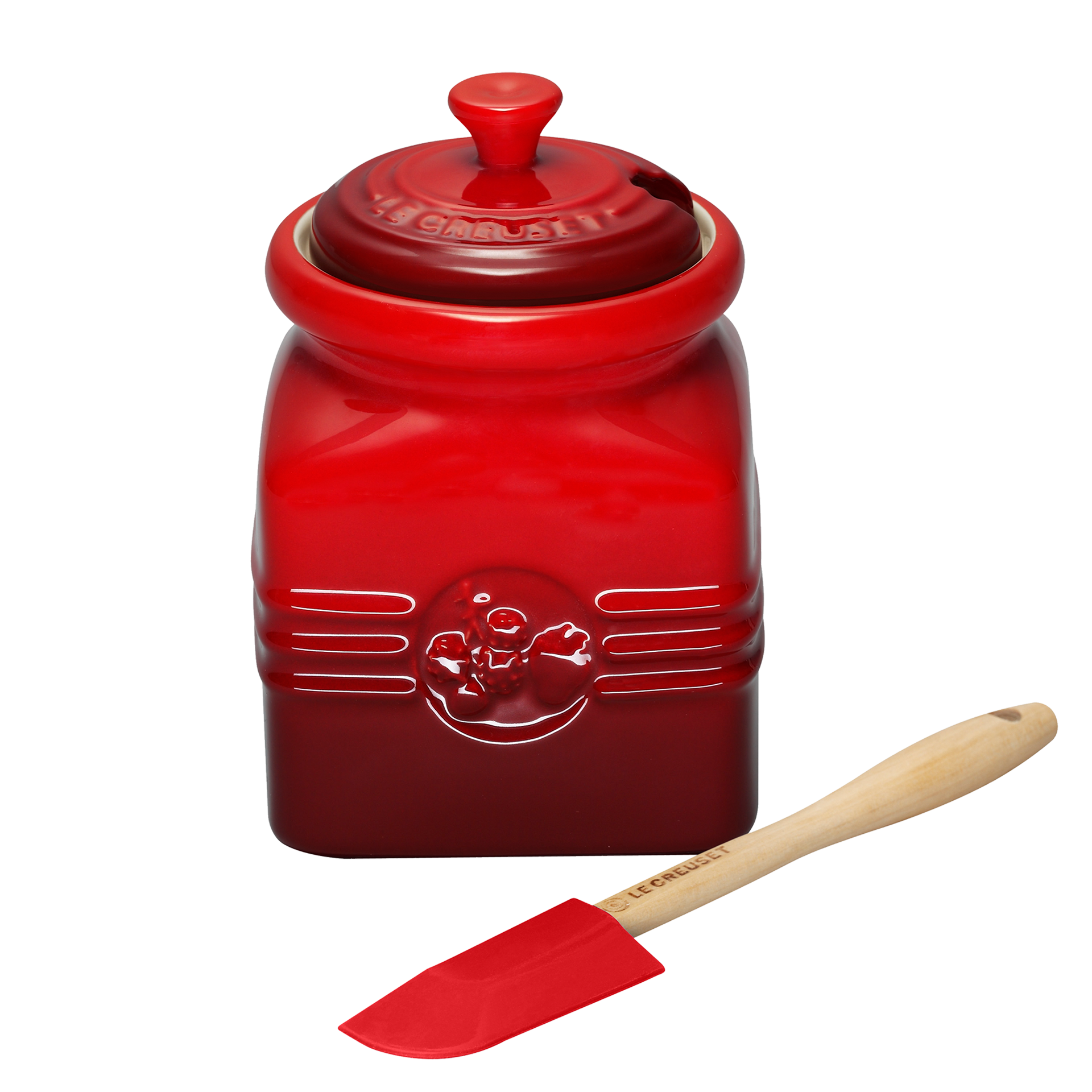 Marmeladentopf mit Schaber | KIRSCHROT