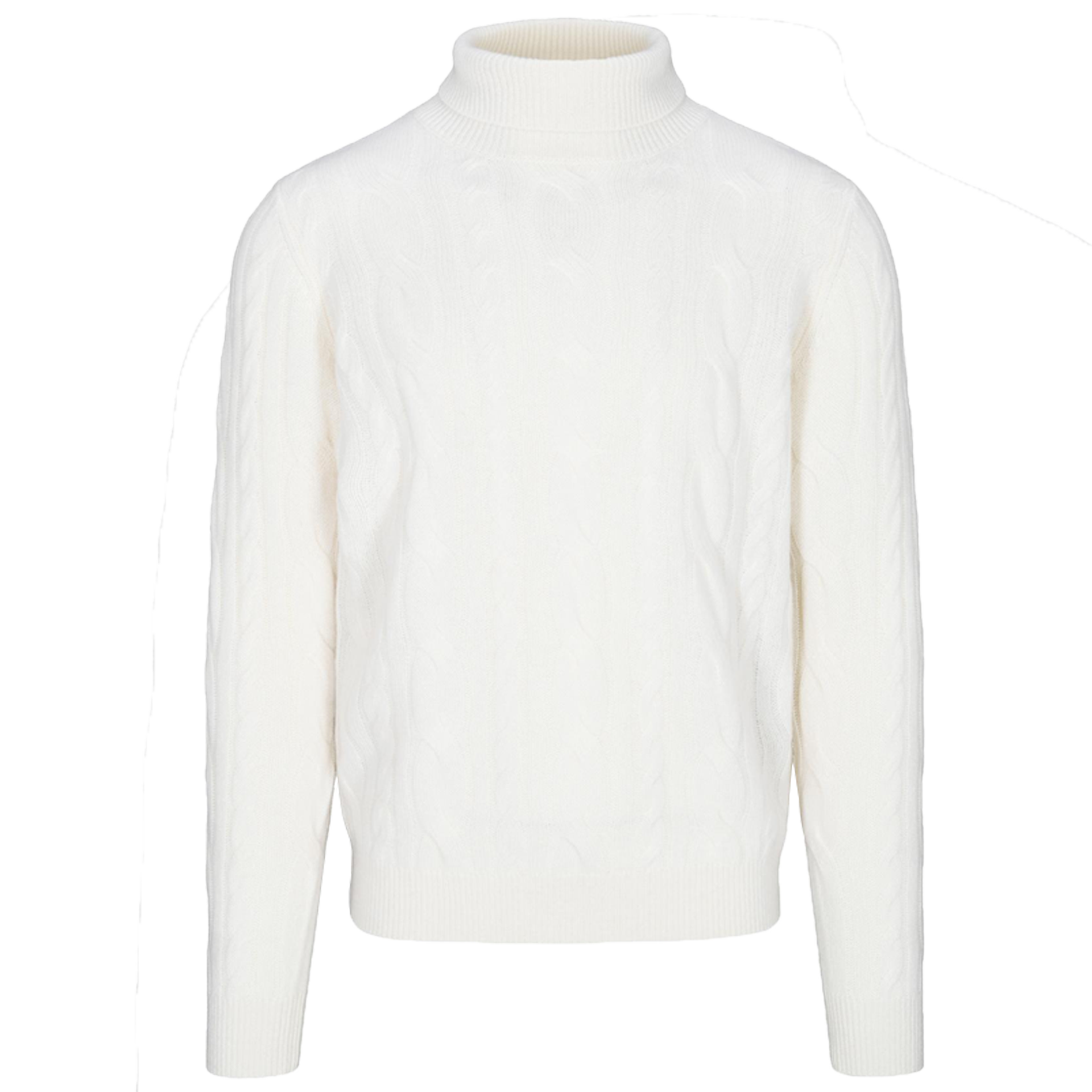 Cashmere Rollkragen-Pullover Zopfmuster | SNOW WHITE