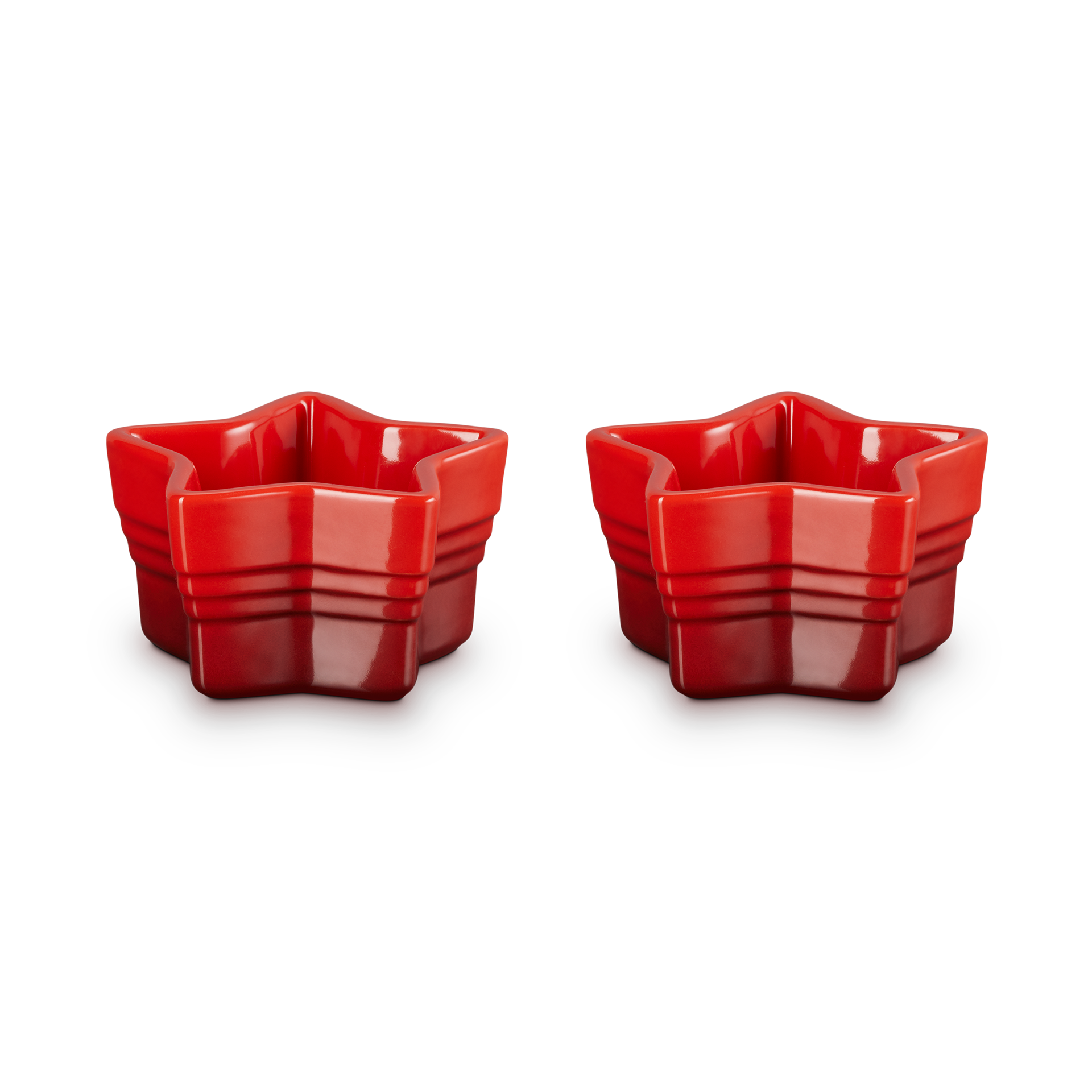 2er-Set Sternförmchen aus Steinzeug | KIRSCHROT