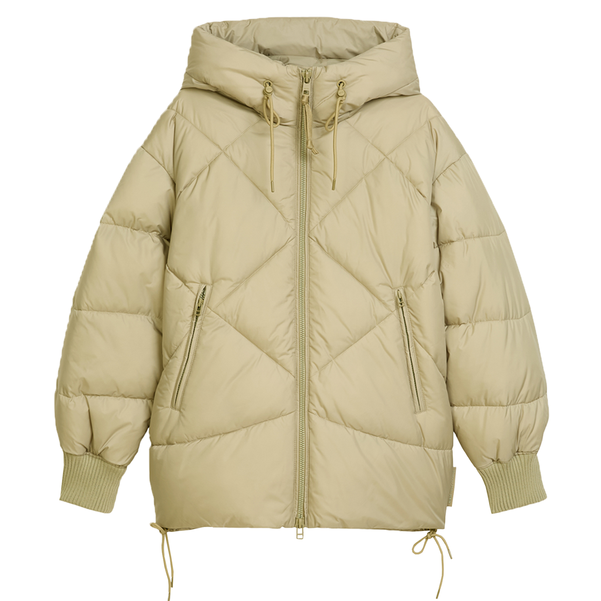 Lange Kapuzen-Steppjacke Relaxed aus recyceltem Polyester | Artichoke Leaf