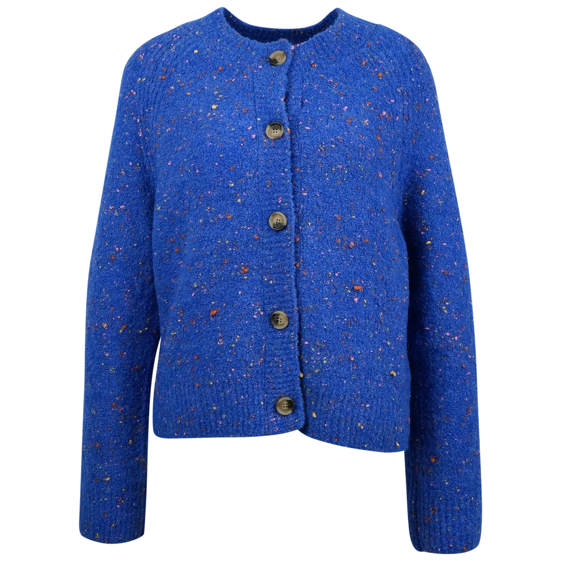 Bouclé-Cardigan Relaxed aus Schurwolle-/Viskose-Mix | Pale Cobalt