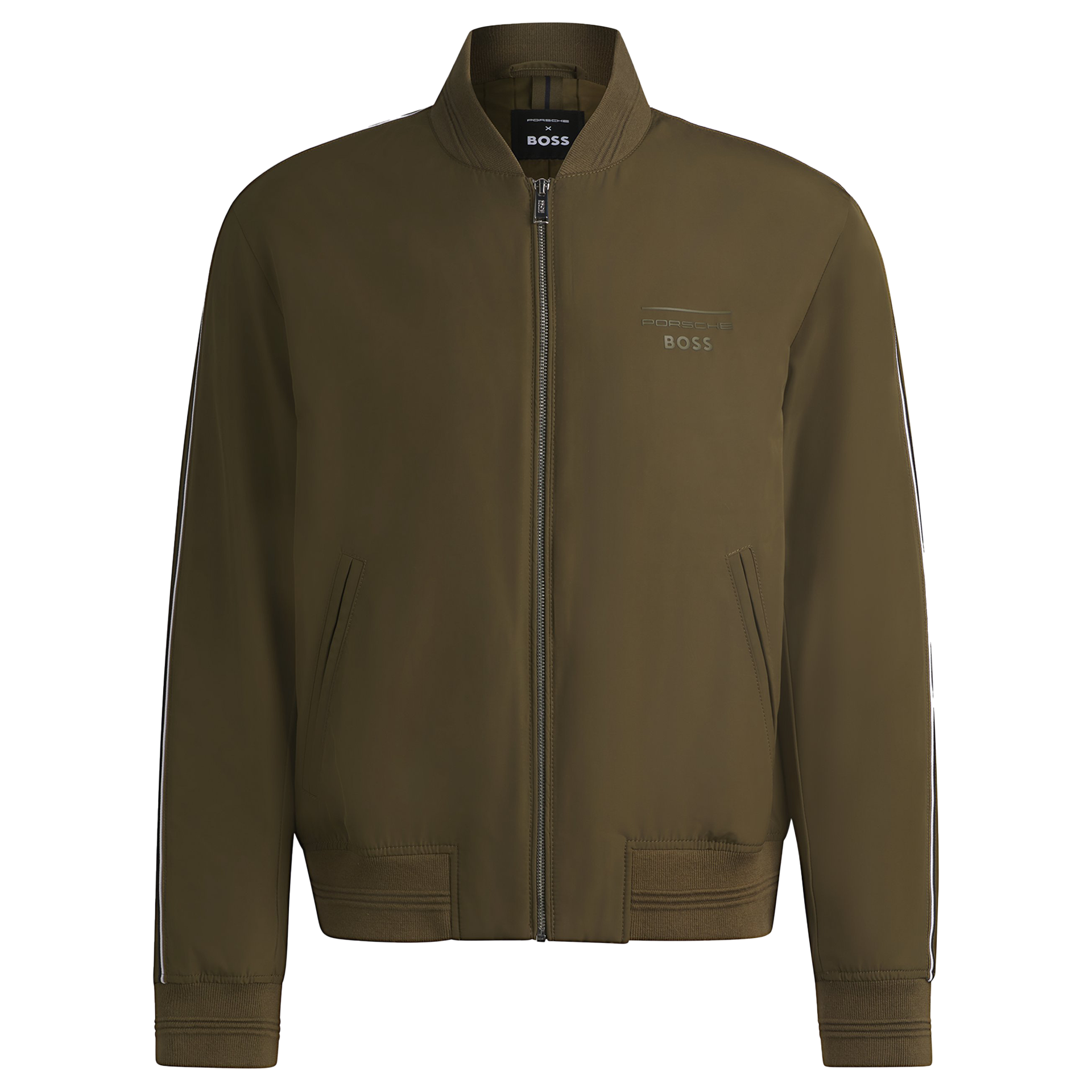  Porsche x BOSS Jacke aus Canvas mit Streifendetails | DARK GREEN