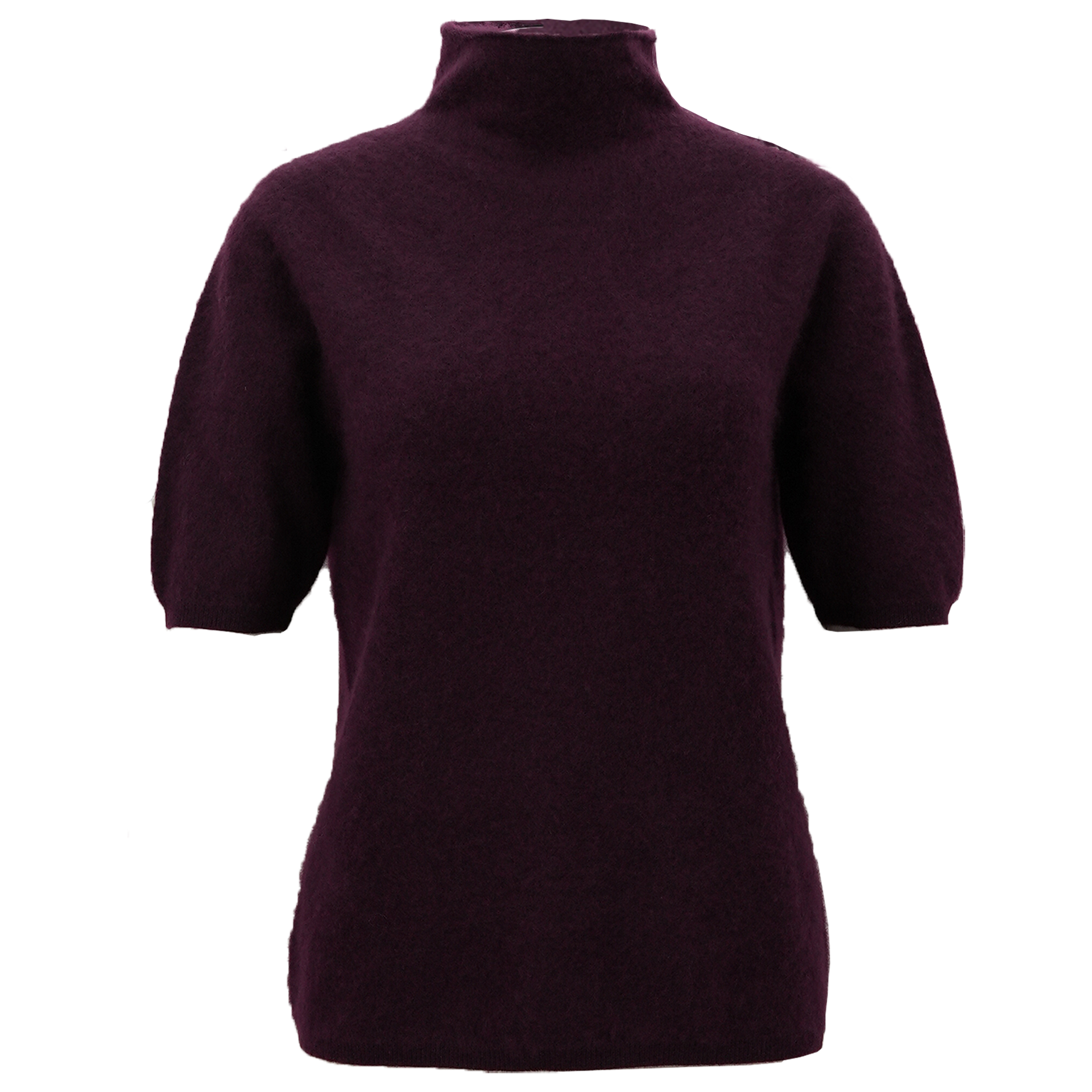 Kurzarm-Pullover mit Stehkragen aus Brushed Cashmere | EGGPLANT