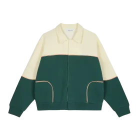  College Jacket Buttercream/Forest Green Retro