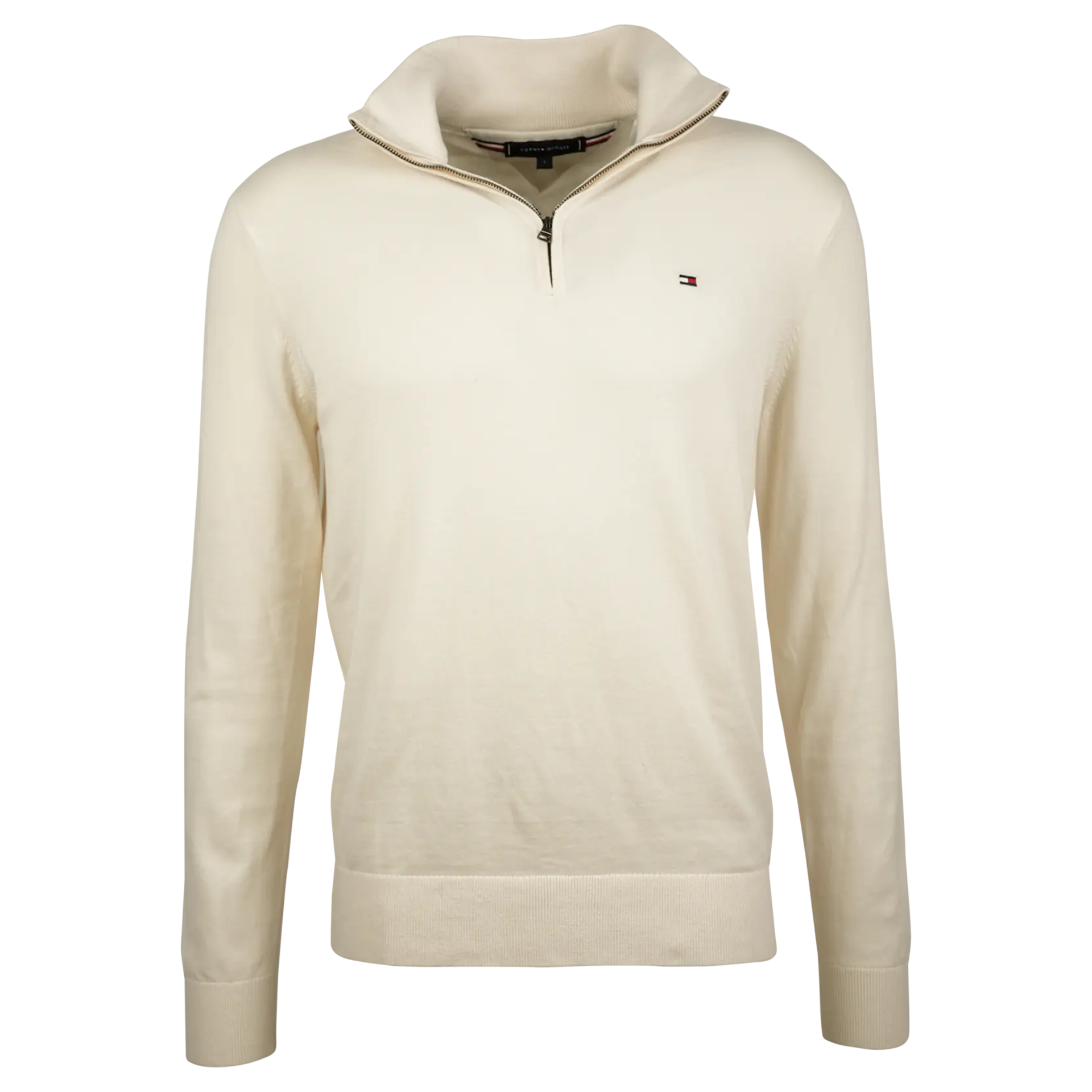 Half-Zip Jumper With Cashmere | Ivory Petal