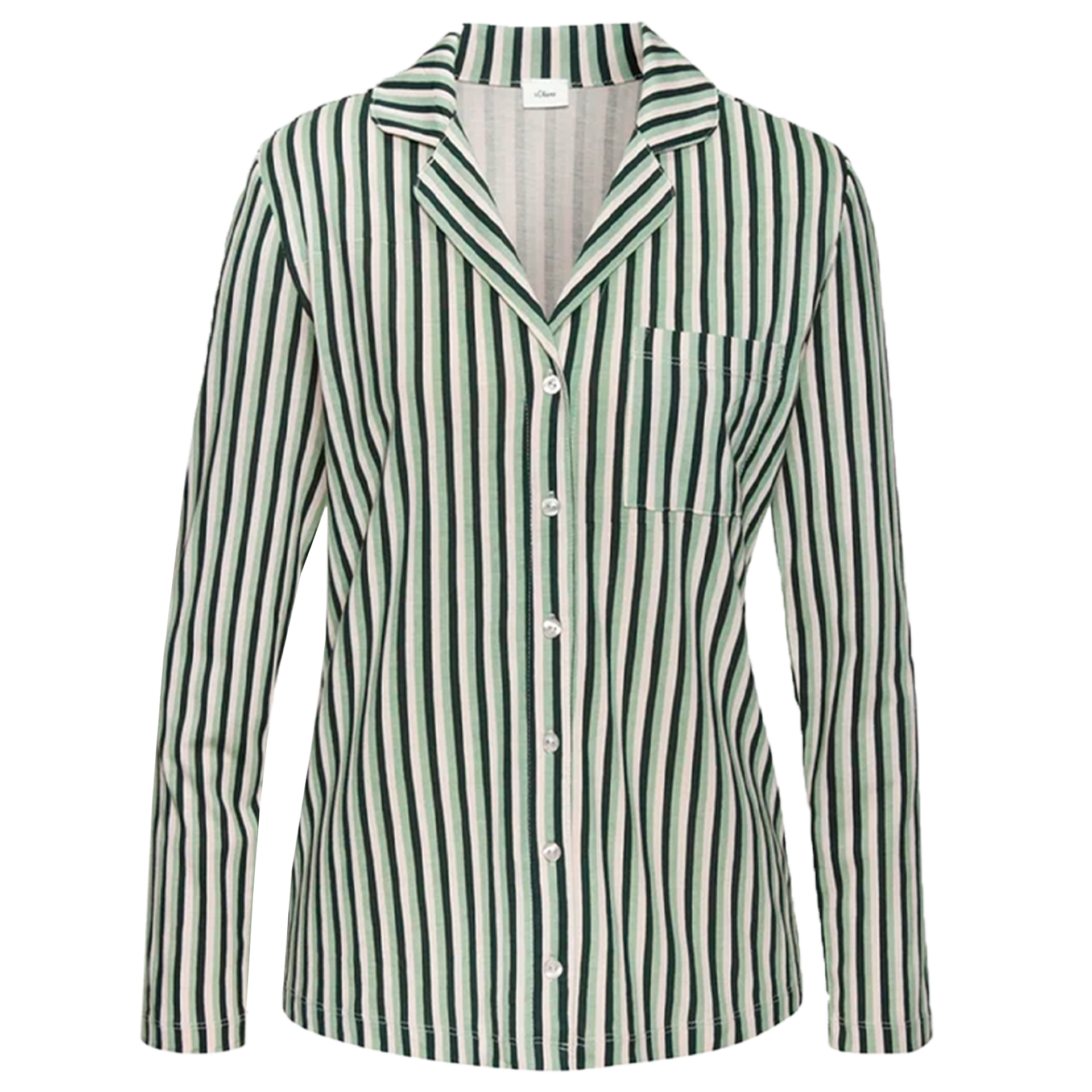 Gestreiftes Pyjama-Oberteil mit durchgehender Knopfleiste