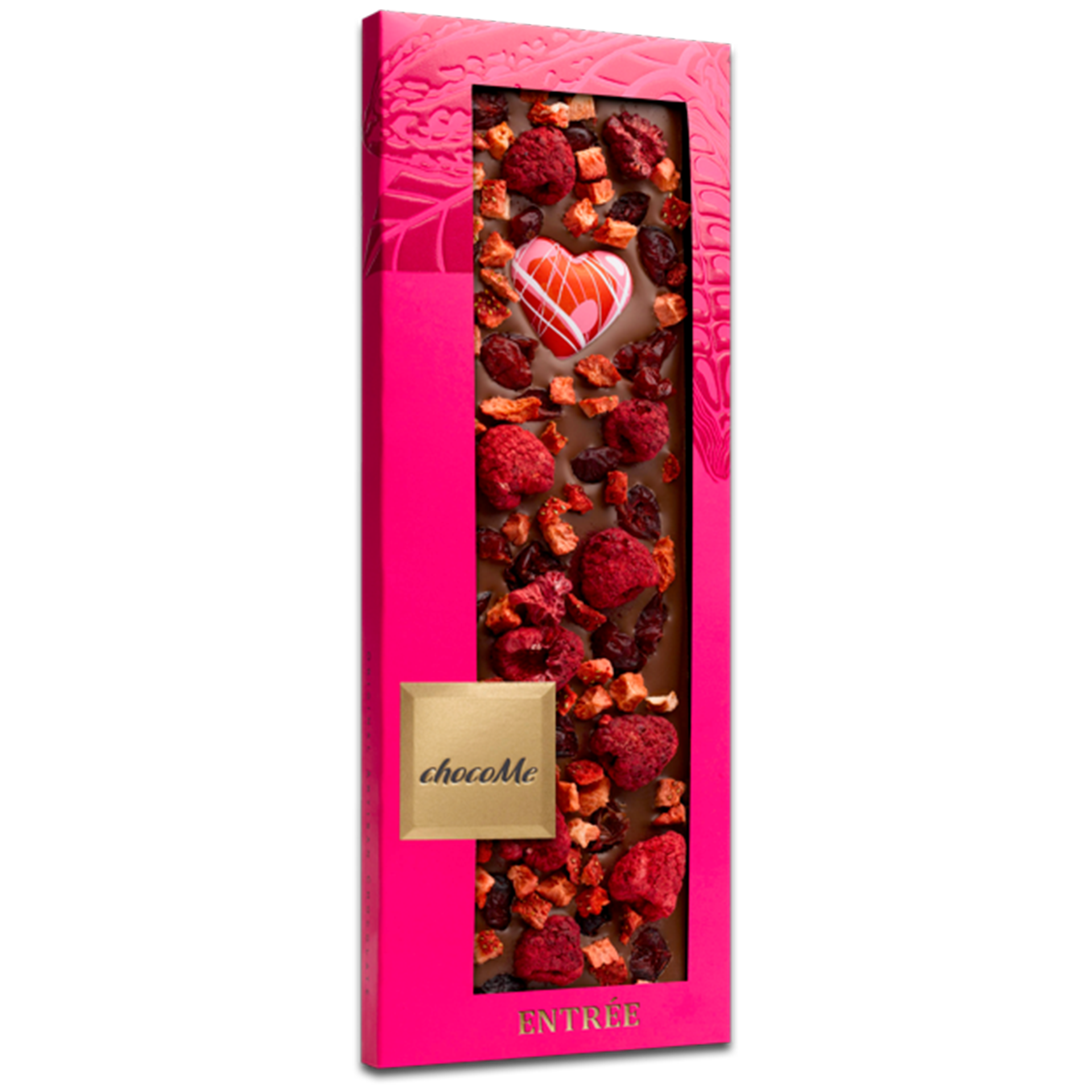 Tafelschokolade Entrée 110g | Milchschokolade mit Beeren & Schokoladenherz
