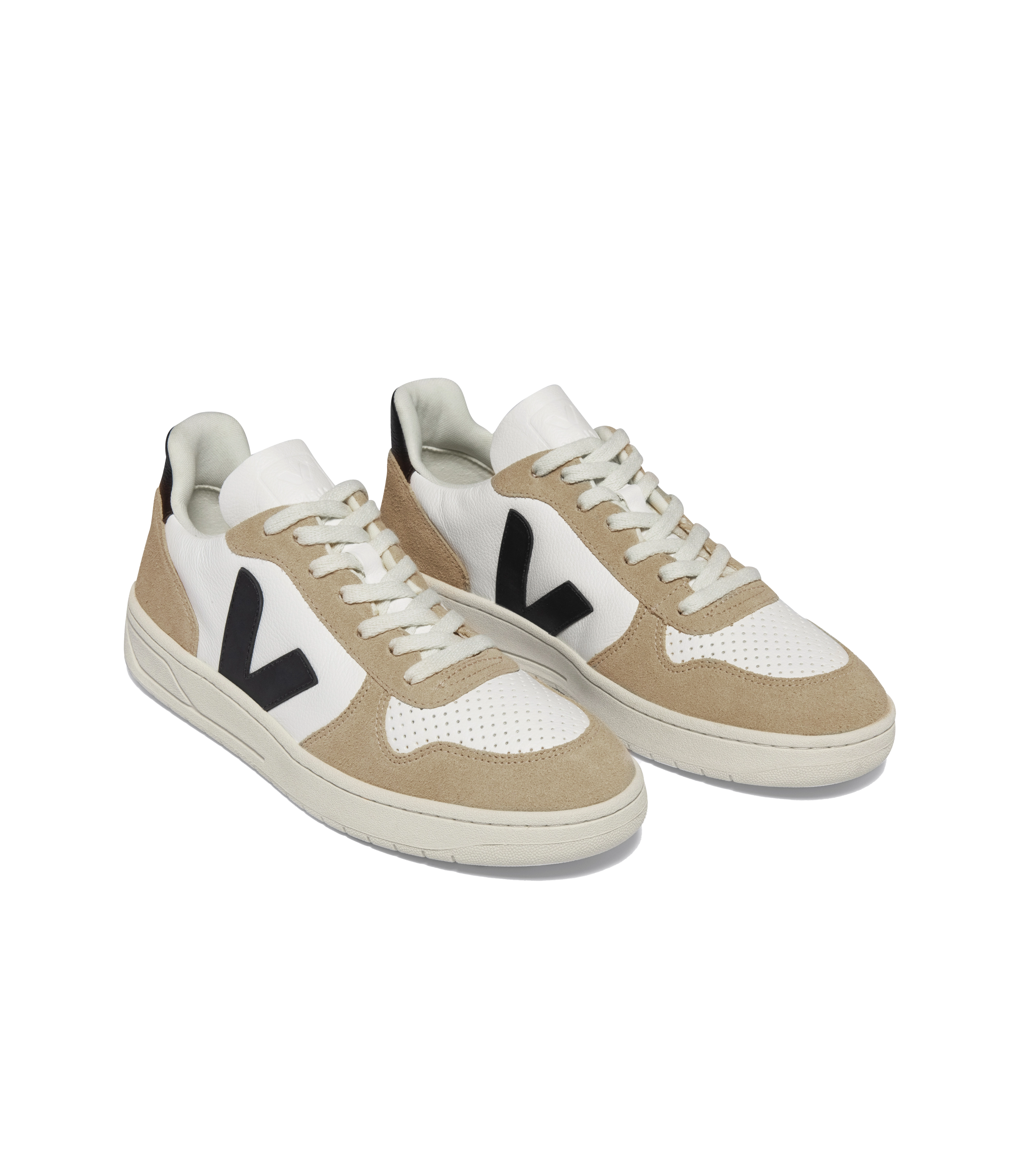 Sneaker | V-10 LEATHER WHITE BLACK SAHARA