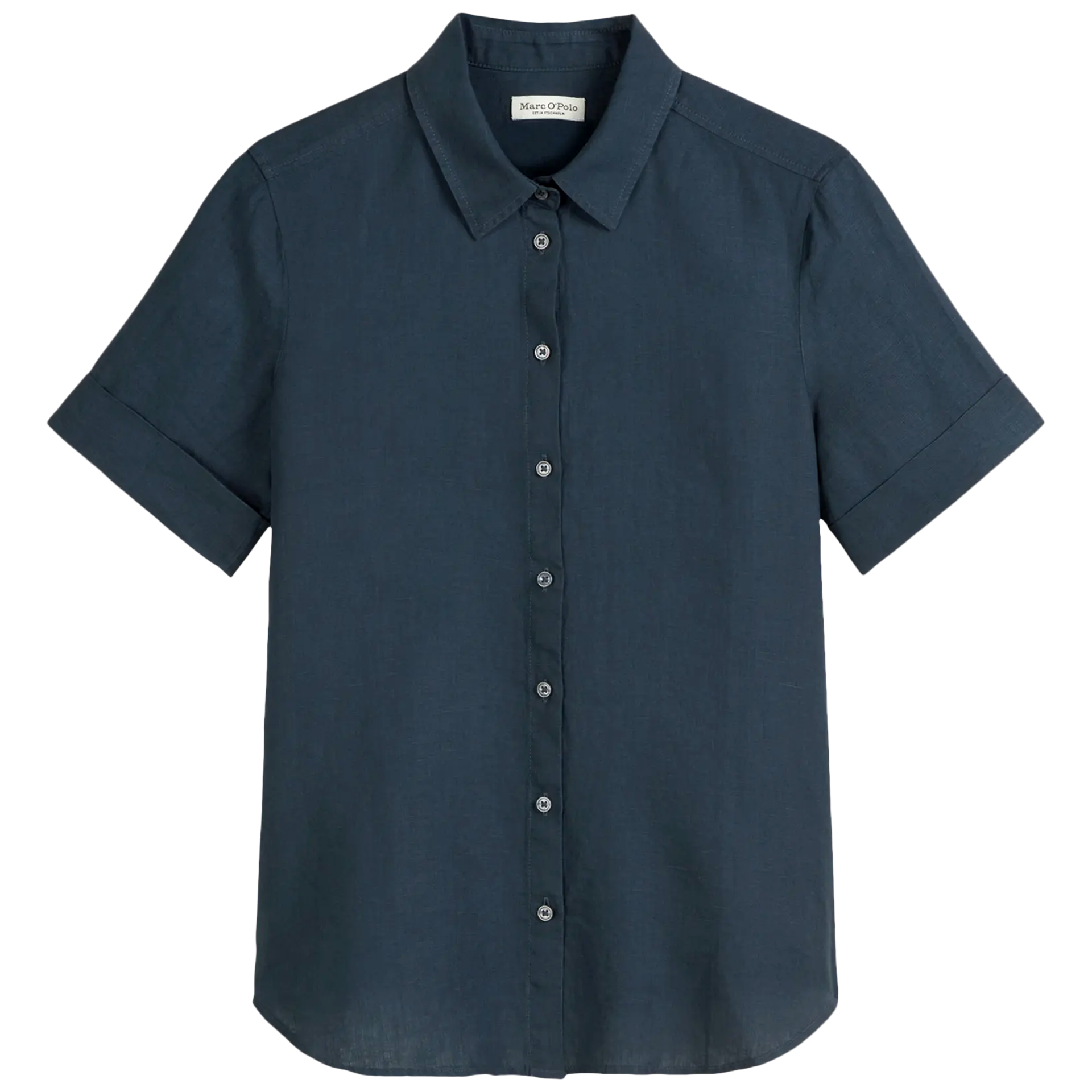 Kurzarm Leinenbluse | MUTED BLUE