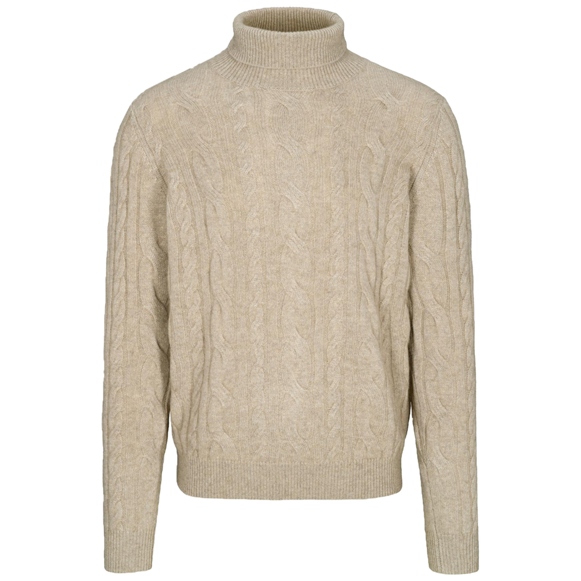Cashmere Rollkragen-Pullover Zopfmuster | IRISH CREAM MELANGE