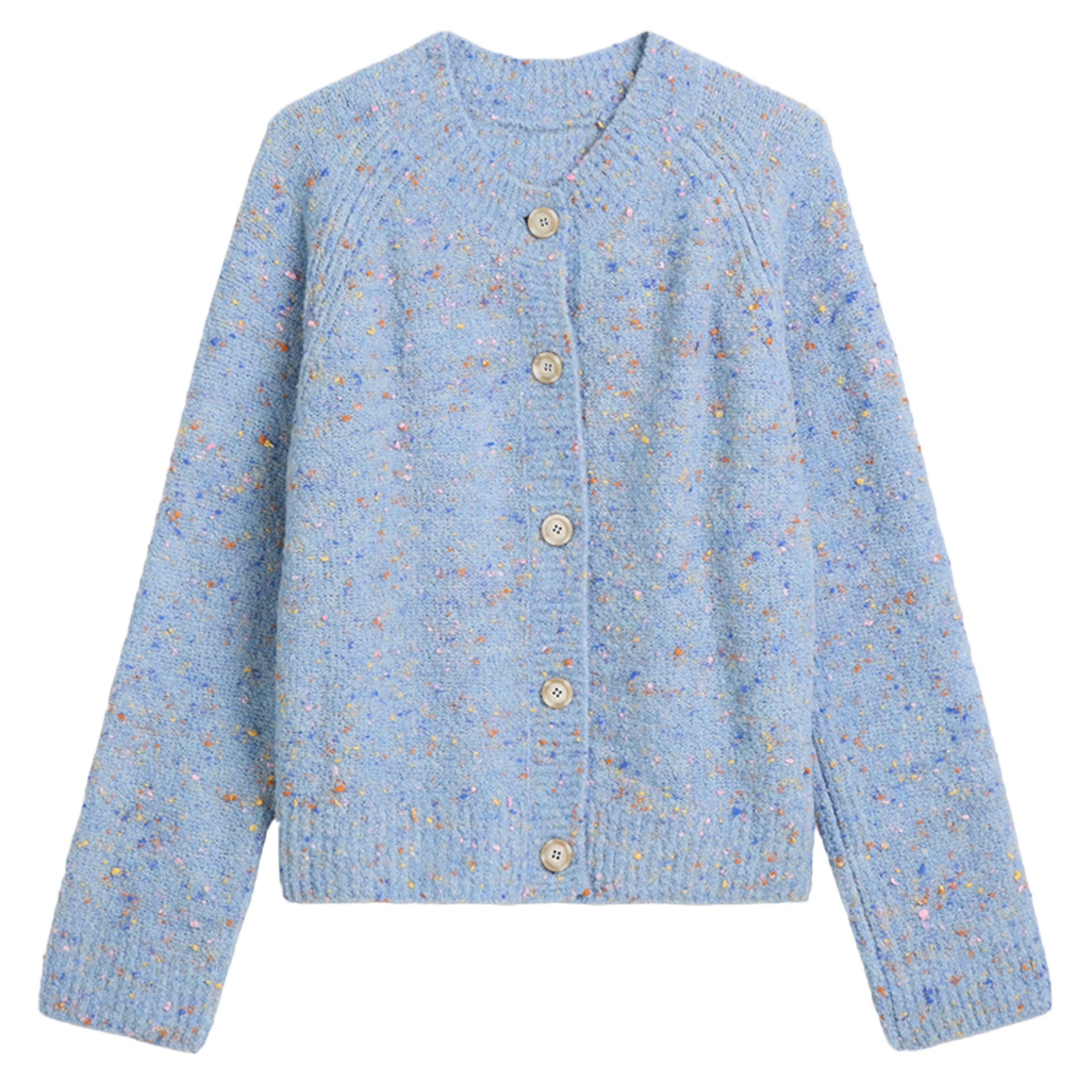 Bouclé-Cardigan Relaxed aus Schurwolle-/Viskose-Mix | Blue Dusk
