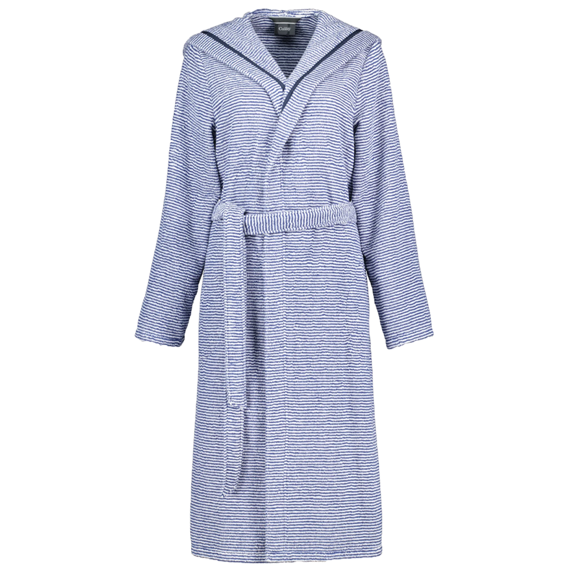 Bademantel mit Kapuze und Streifen | NAVY-WEIß