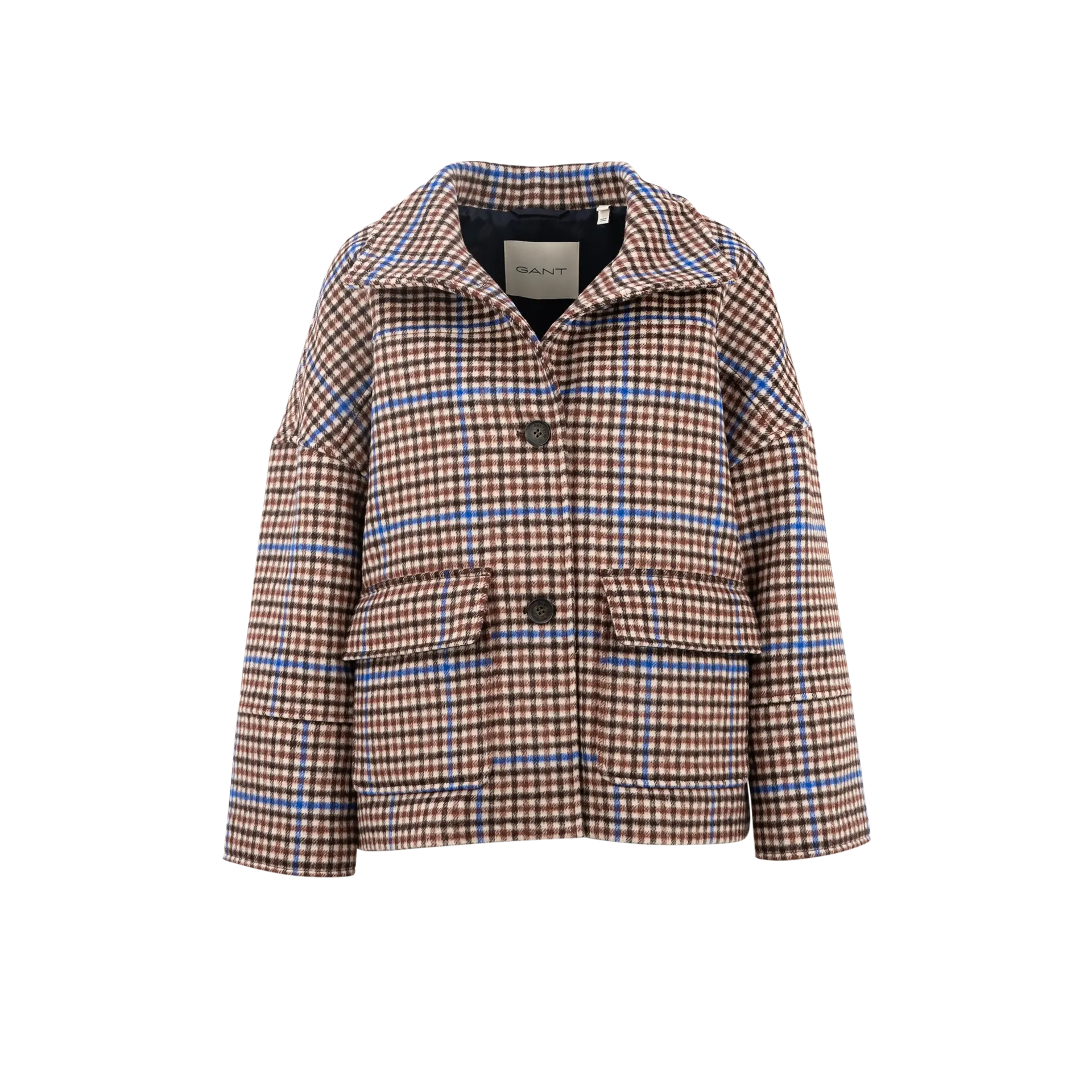 Checked Cropped Wool Jacket | Wolljacke