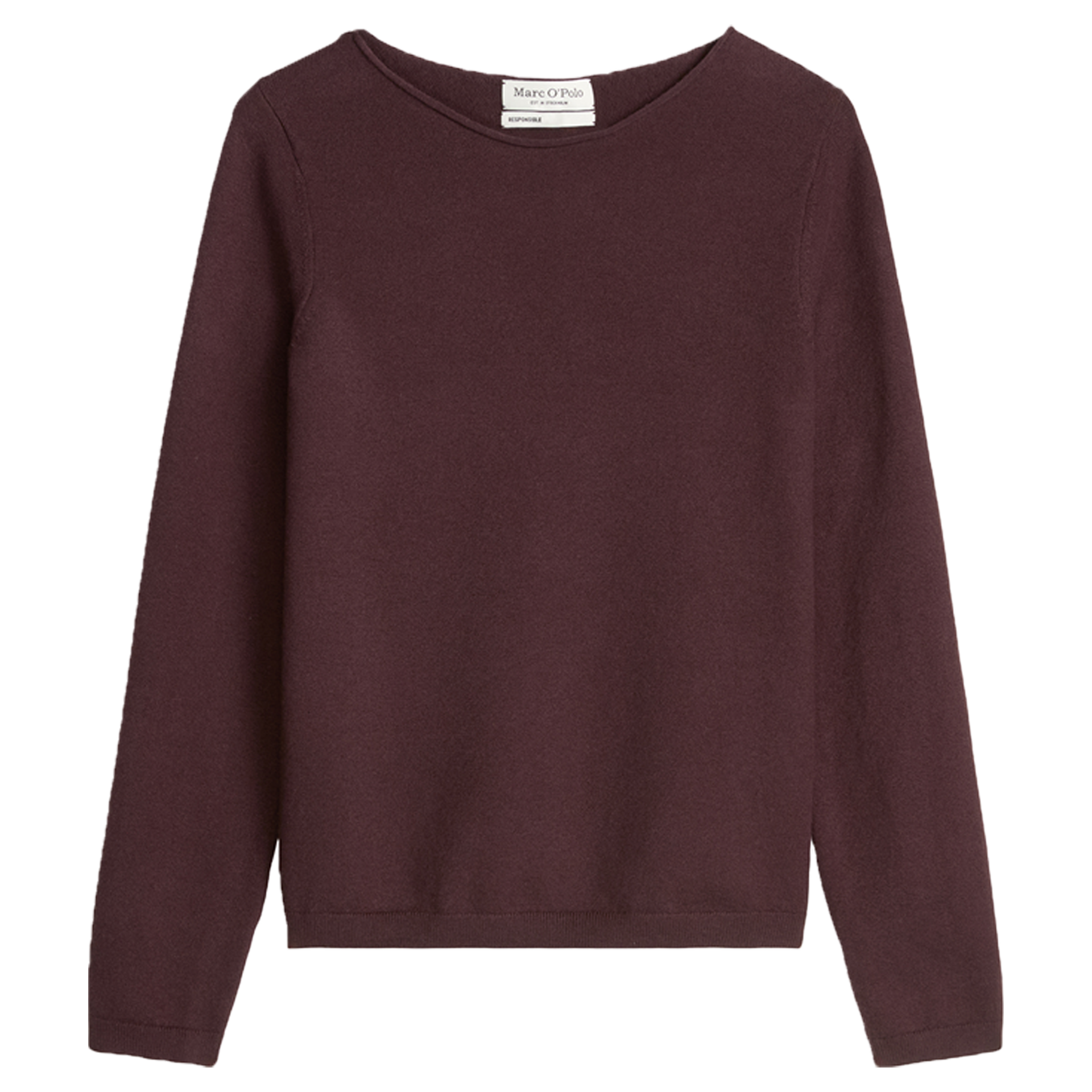 Basic-Strickpullover regular aus softem Baumwolle-/Schurwolle-Mix | Black Cherry