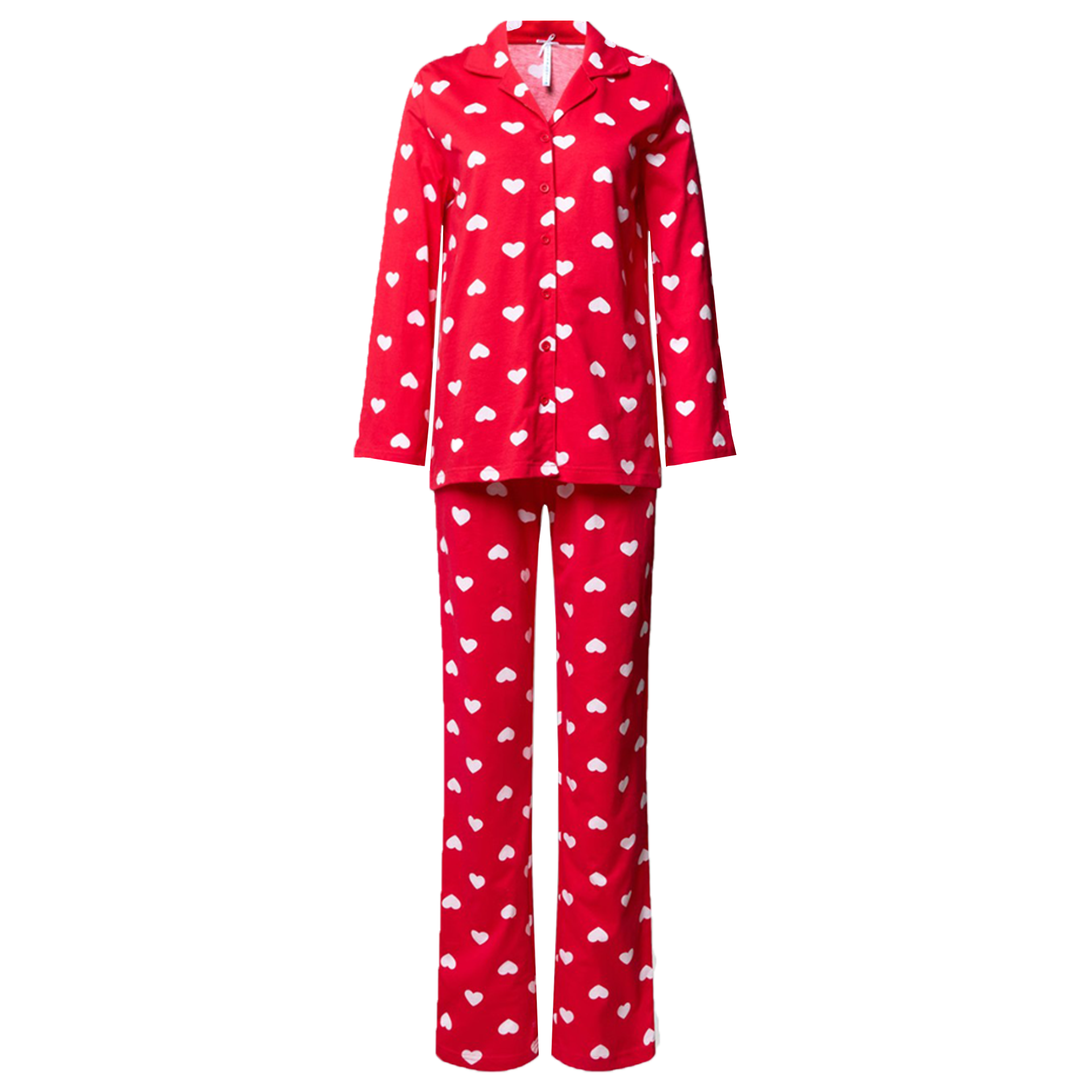 Pyjama mit Knopfleiste | "Herz Allover"