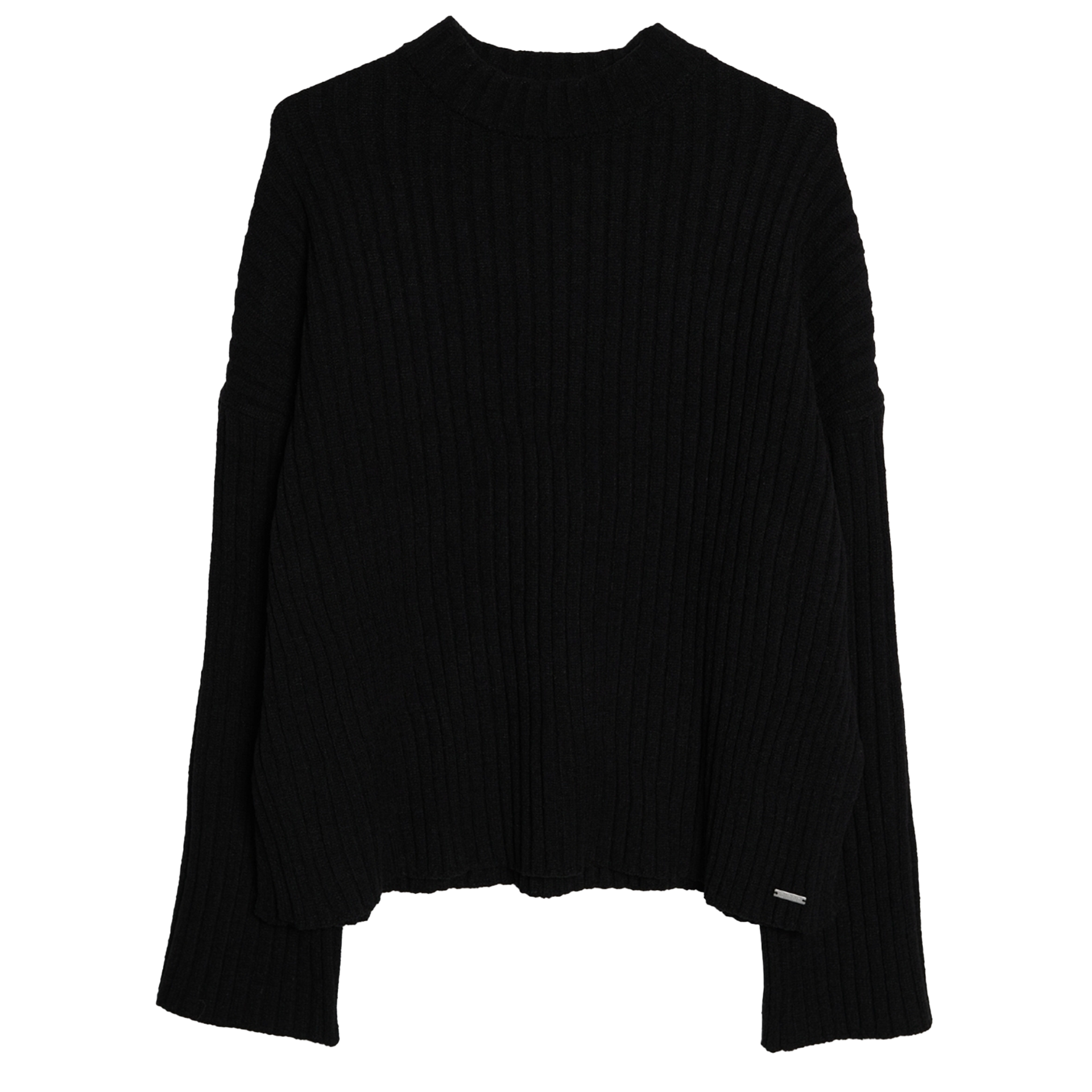  Black Rib Knit Sweater